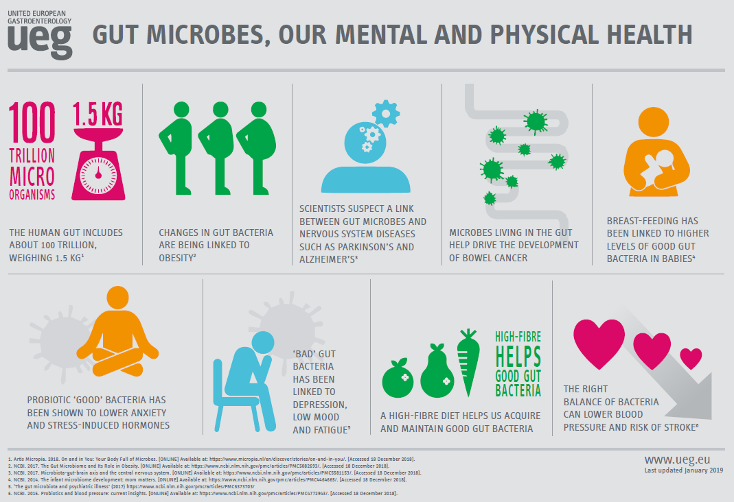 UEG Gut Microbes, Our Mental and Physical Health Infographic